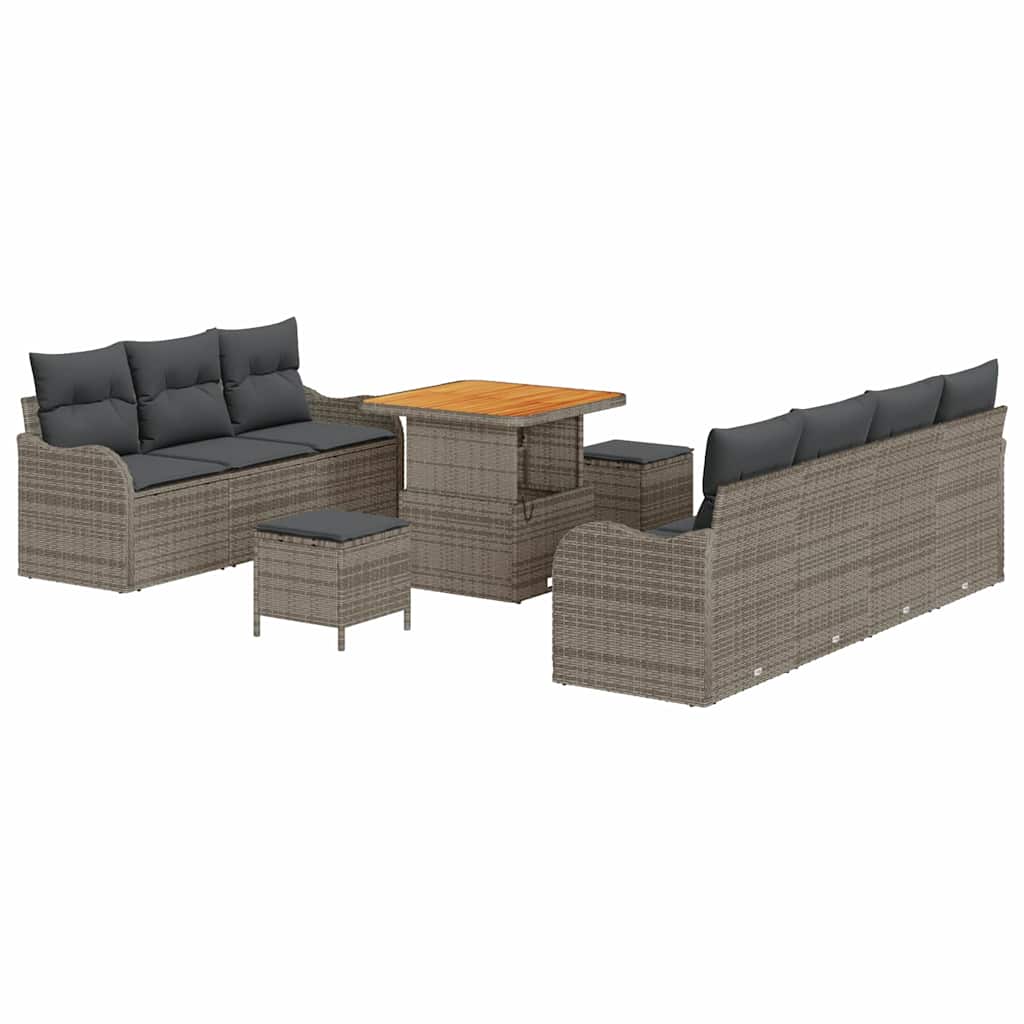 Set Divano da Giardino con cuscino 10 pcs Grigio | homemem39