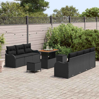 Set Divano da Giardino con cuscino 10 pcs Nero | homemem39