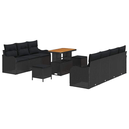Set Divano da Giardino con cuscino 10 pcs Nero | homemem39