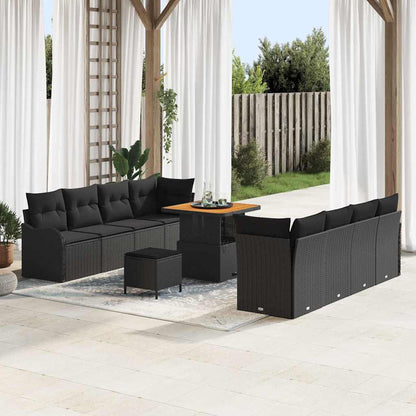 Set Divano da Giardino con cuscino 11 pcs Nero