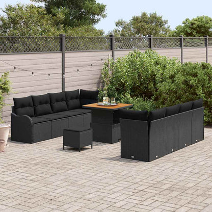Set Divano da Giardino con cuscino 11 pcs Nero