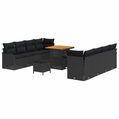 Set Divano da Giardino con cuscino 11 pcs Nero