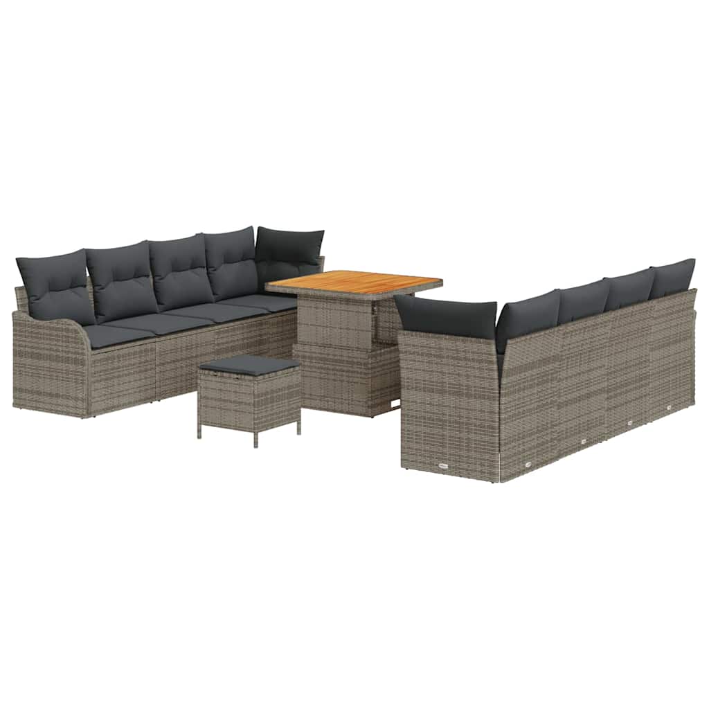 Set Divano da Giardino con cuscino 11 pcs Grigio | homemem39