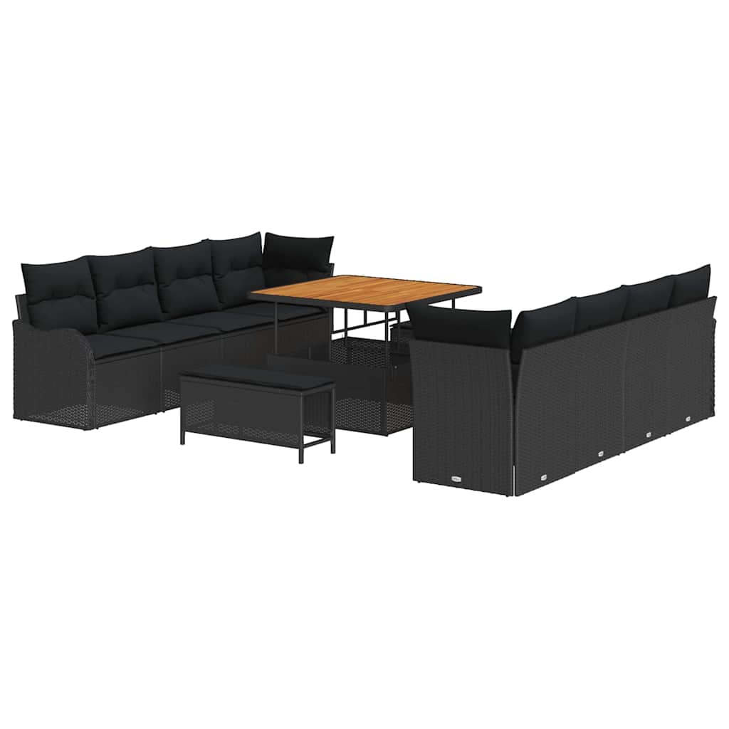 Set Divano da Giardino con cuscino 11 pcs Nero | homemem39