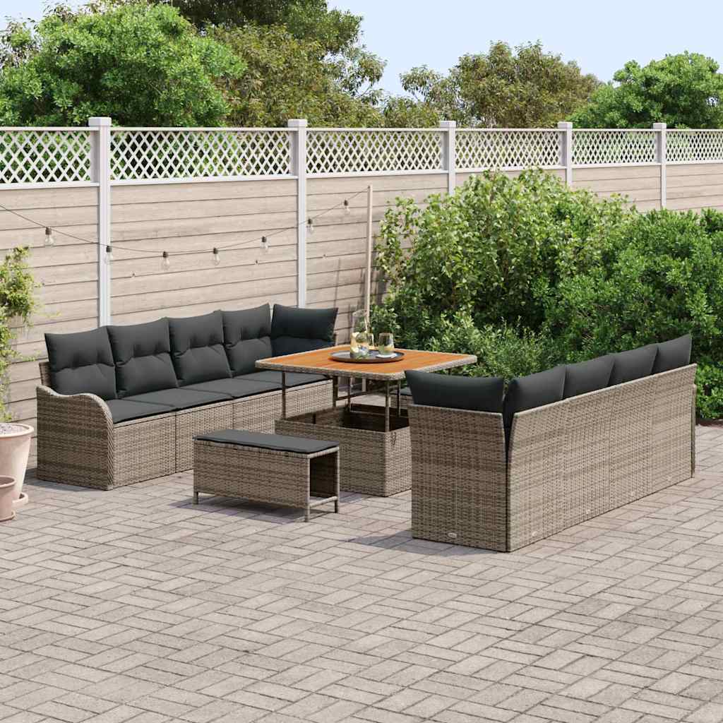Set Divano da Giardino con cuscino 11 pcs Grigio | homemem39