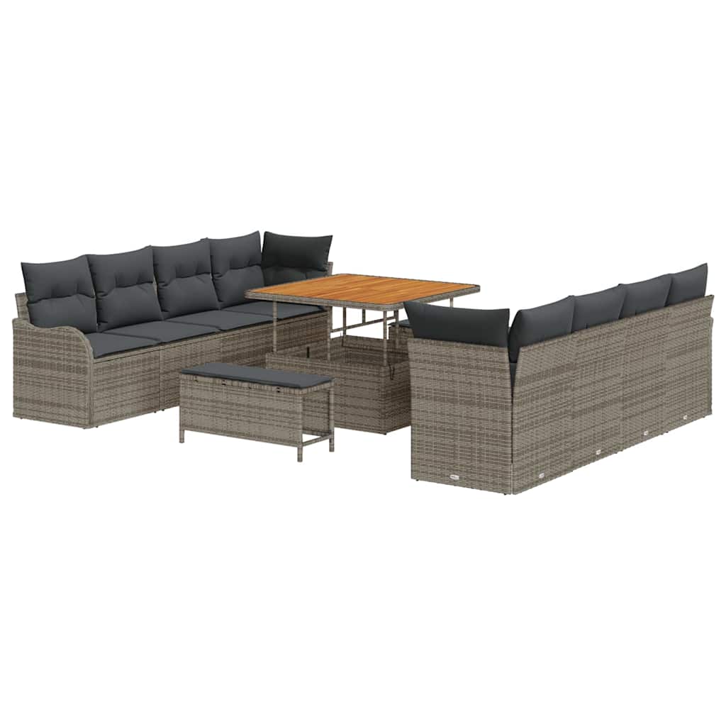 Set Divano da Giardino con cuscino 11 pcs Grigio | homemem39