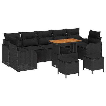 Set Divano da Giardino con cuscino 10 pcs Nero | homemem39