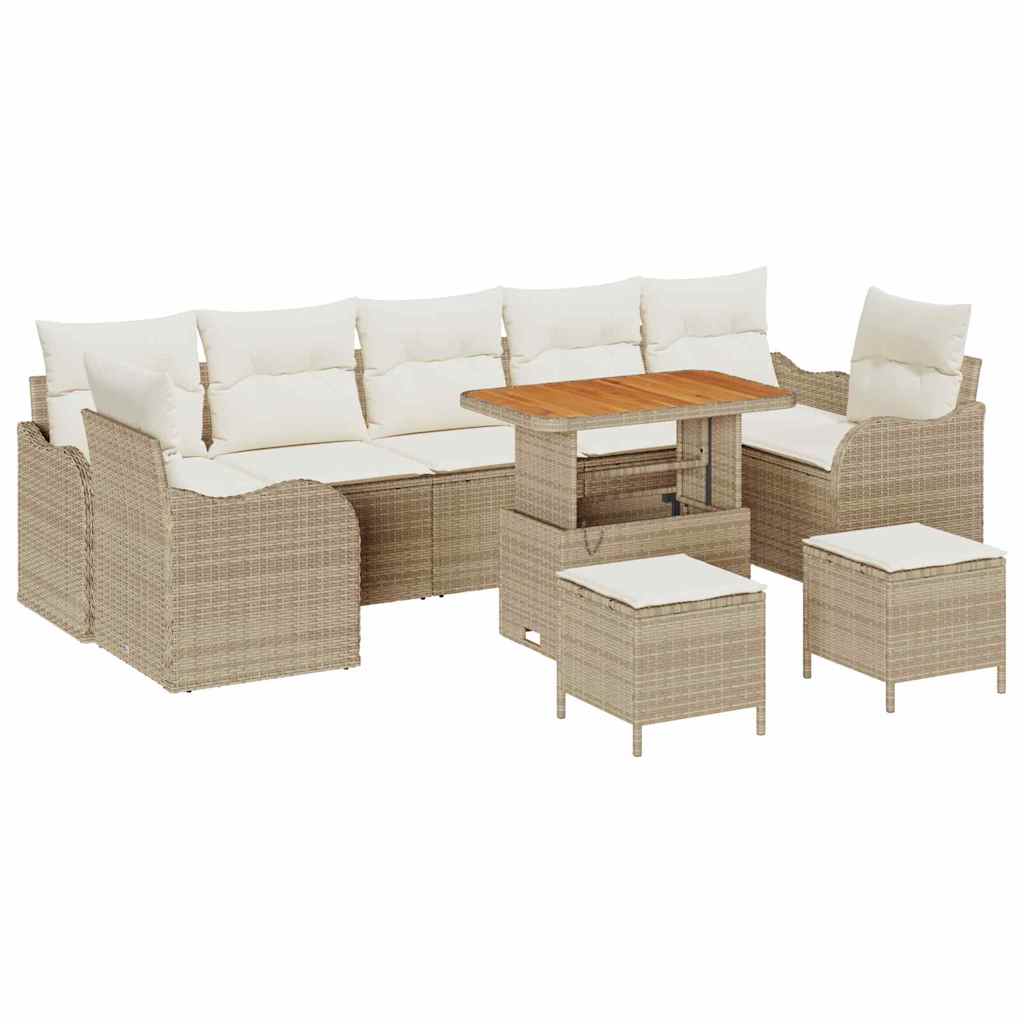 Set Divano da Giardino con cuscino 10 pcs Beige e Crema | homemem39