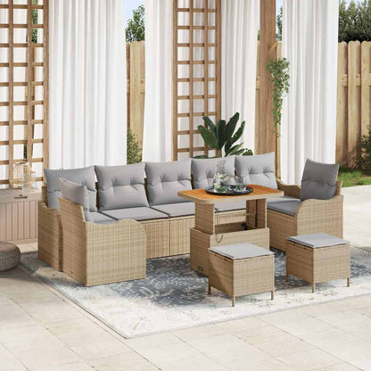Set Divano da Giardino con cuscino 10 pcs Beige e Grigio Chiaro | homemem39