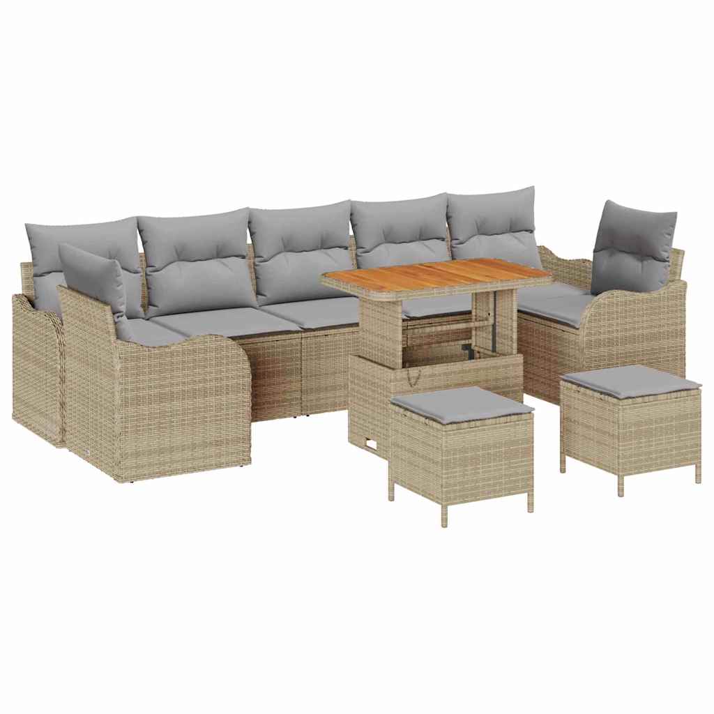 Set Divano da Giardino con cuscino 10 pcs Beige e Grigio Chiaro | homemem39