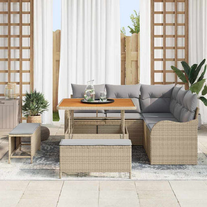 Set Divano da Giardino con cuscino 8 pcs Beige e Grigio Chiaro | homemem39