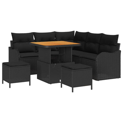 Set Divano da Giardino con cuscino con archiviazione 8 pcs Nero | homemem39