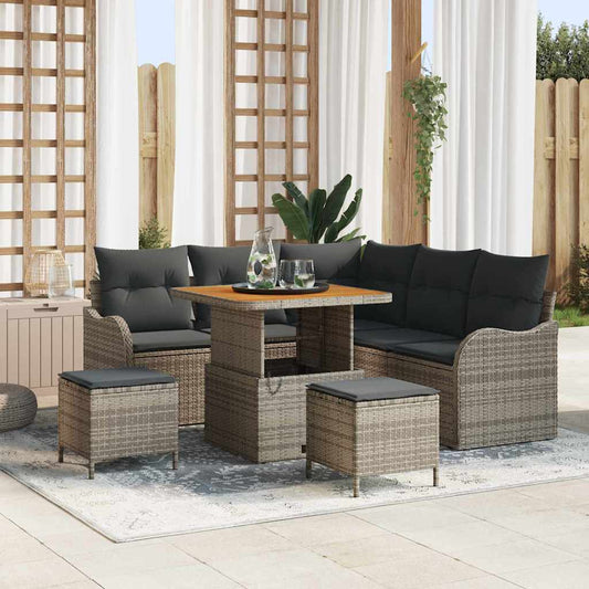 Set Divano da Giardino con cuscino con cuscino 8 pcs Grigio