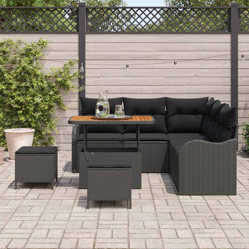 Set Divano da Giardino con cuscino con archiviazione 8 pcs Nero | homemem39