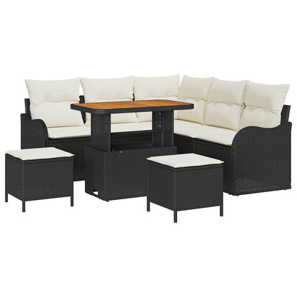 Set Divano da Giardino con cuscino 8 pcs Nero e Crema | homemem39