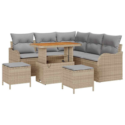 Set Divano da Giardino con cuscino 8 pcs Beige e Grigio Chiaro | homemem39