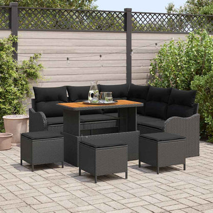 Set Divano da Giardino con cuscino con archiviazione 9 pcs Nero | homemem39