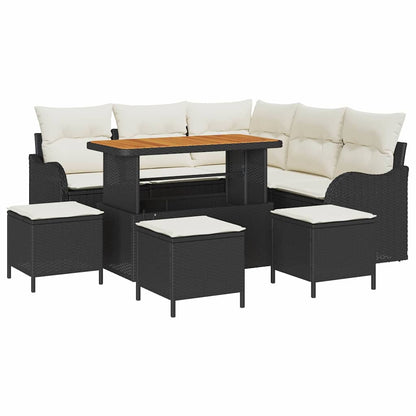 Set Divano da Giardino con cuscino 9 pcs Nero e Crema | homemem39