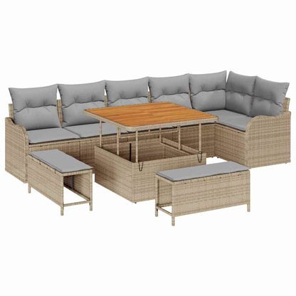 Set Divano da Giardino con cuscino 9 pcs Beige e Grigio Chiaro | homemem39