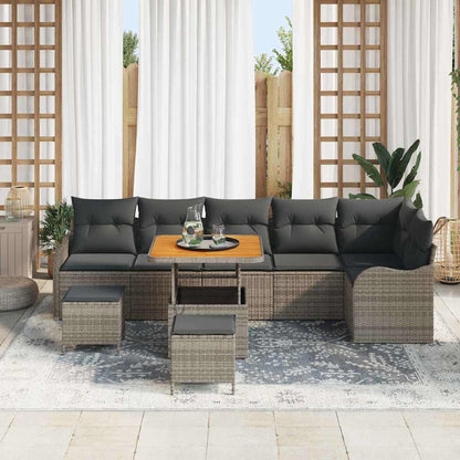 Set Divano da Giardino con cuscino 9 pcs Grigio