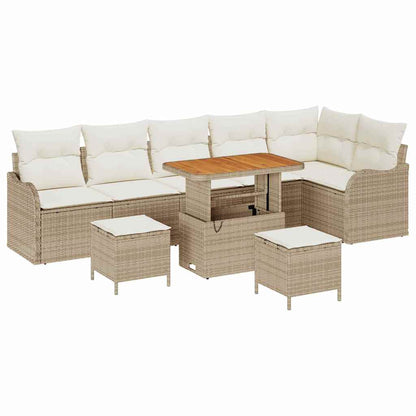 Set Divano da Giardino con cuscino 9 pcs Beige e Crema | homemem39