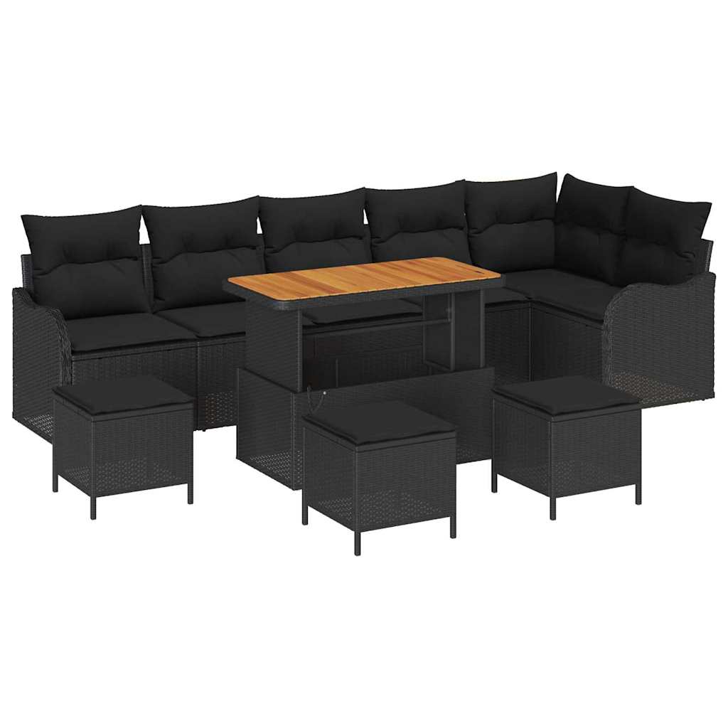 Set Divano da Giardino con cuscino 10 pcs Nero | homemem39