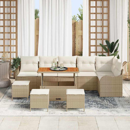 Set Divano da Giardino con cuscino 10 pcs Beige e Crema | homemem39
