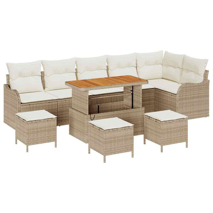 Set Divano da Giardino con cuscino 10 pcs Beige e Crema | homemem39