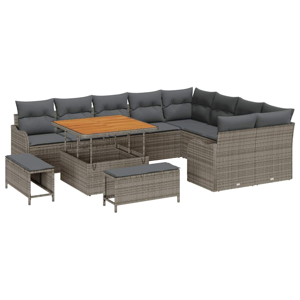 Set Divano da Giardino con cuscino 12 pcs Grigio | homemem39