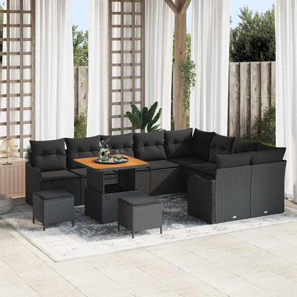 Set Divano da Giardino con cuscino 12 pcs Nero | homemem39