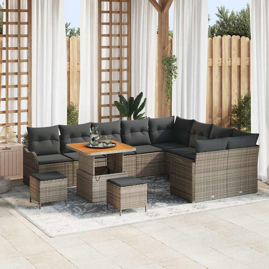 Set Divano da Giardino con cuscino 12 pcs Grigio