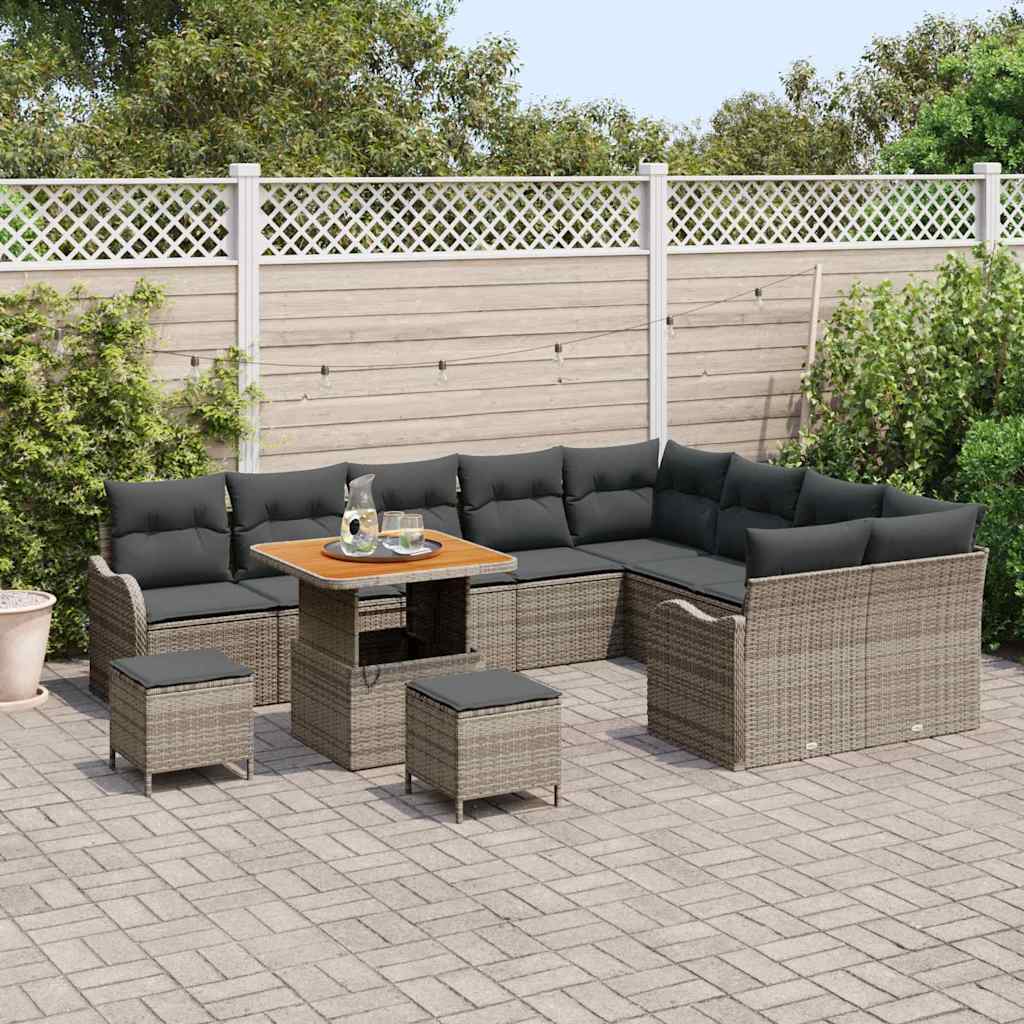 Set Divano da Giardino con cuscino 12 pcs Grigio | homemem39