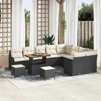 Set Divano da Giardino con cuscino 12 pcs Nero e Crema | homemem39