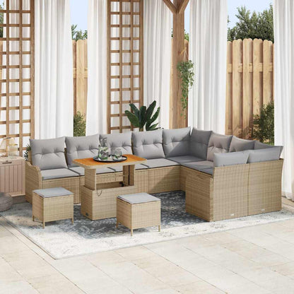 Set Divano da Giardino con cuscino 12 pcs Beige e Grigio Chiaro | homemem39