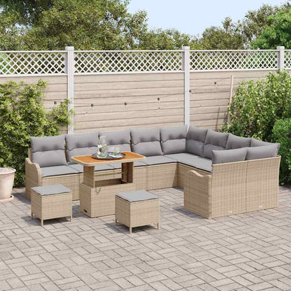 Set Divano da Giardino con cuscino 12 pcs Beige e Grigio Chiaro