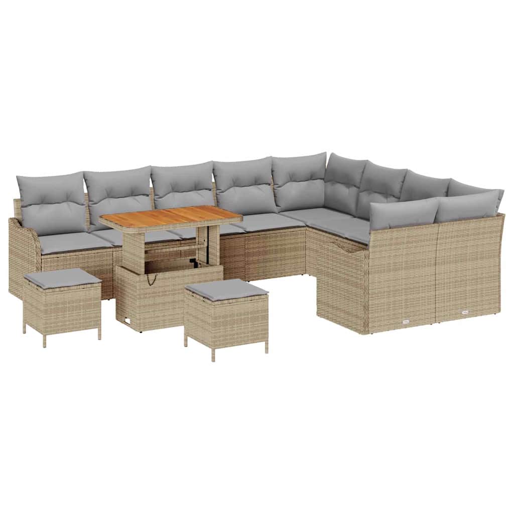 Set Divano da Giardino con cuscino 12 pcs Beige e Grigio Chiaro | homemem39