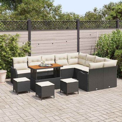 Set Divano da Giardino con cuscino 13 pcs Nero e Crema | homemem39