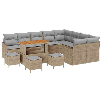 Set Divano da Giardino con cuscino 13 pcs Beige e Grigio Chiaro | homemem39