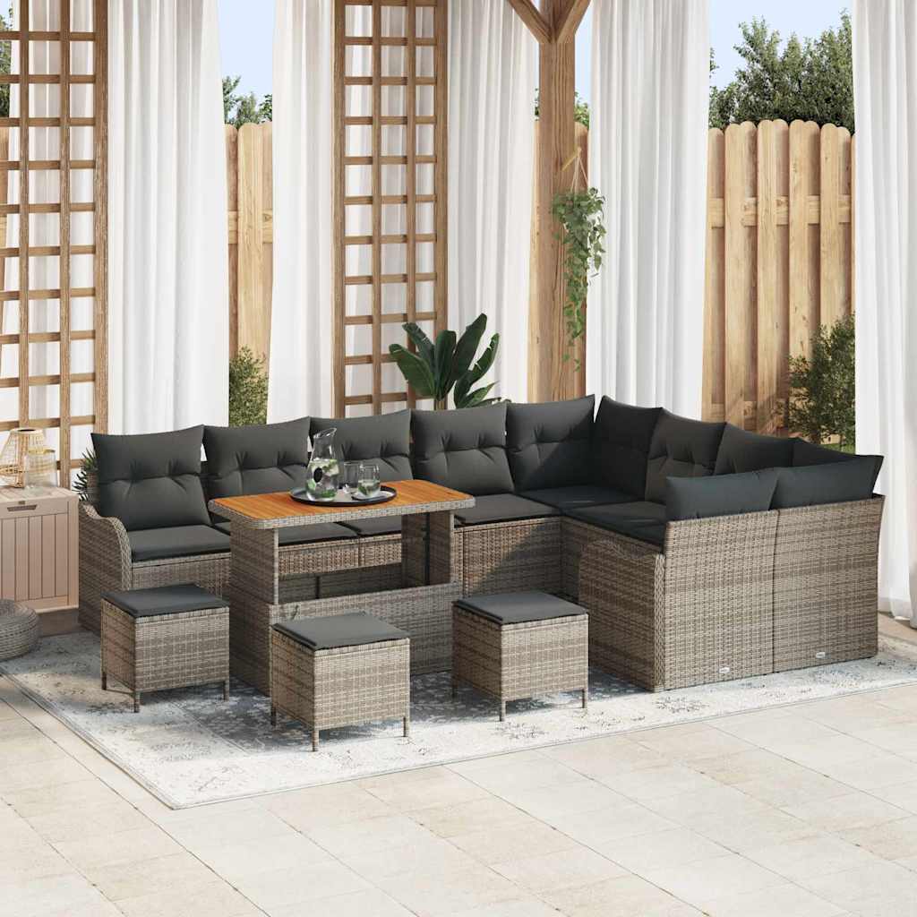Set Divano da Giardino con cuscino 13 pcs Grigio | homemem39