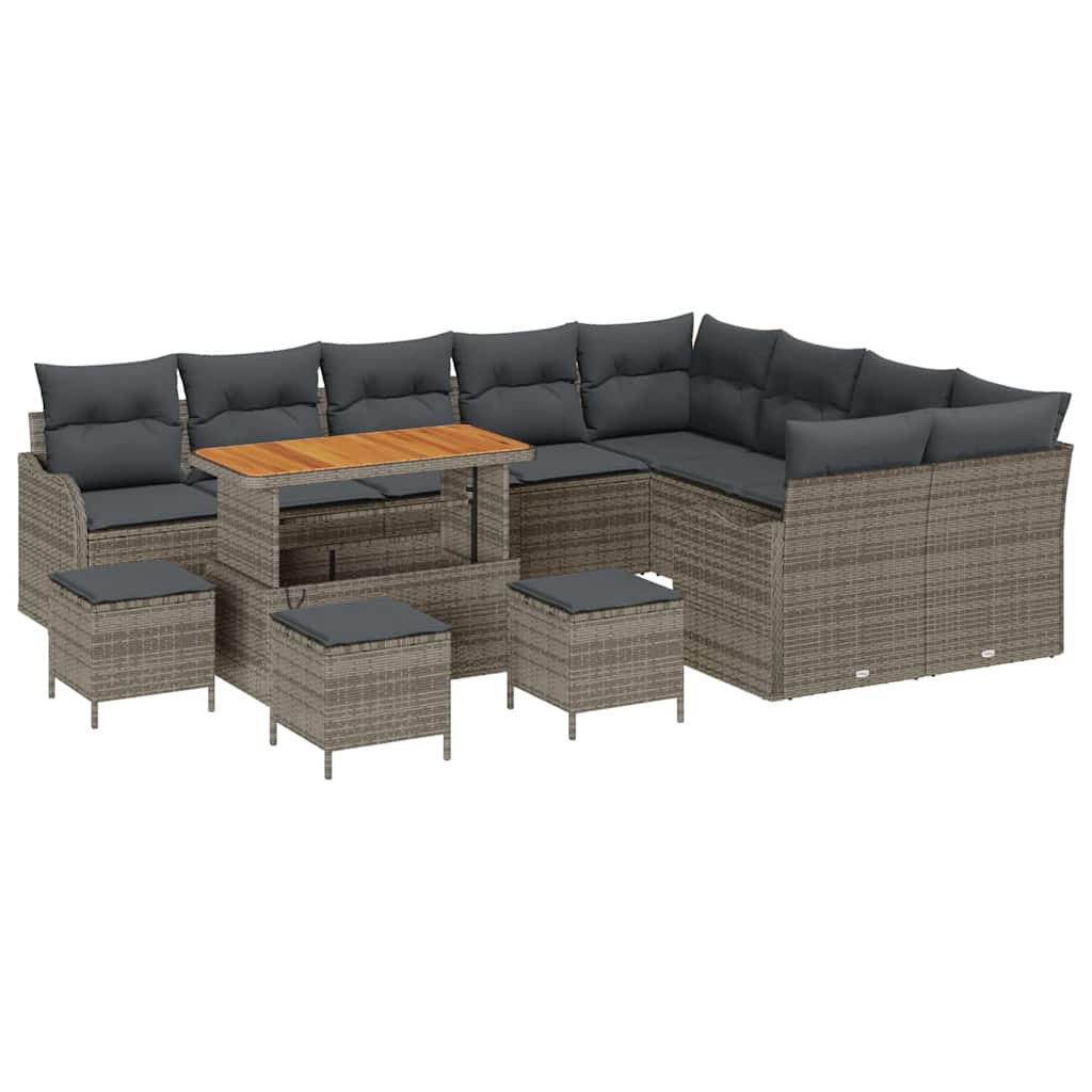 Set Divano da Giardino con cuscino 13 pcs Grigio | homemem39