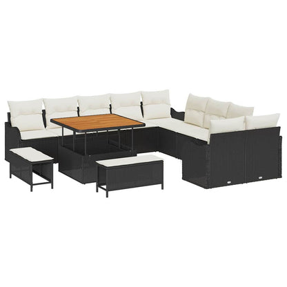 Set Divano da Giardino con cuscino 13 pcs Nero e Crema | homemem39