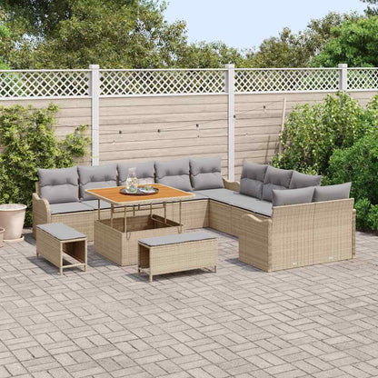 Set Divano da Giardino con cuscino 13 pcs Beige e Grigio Chiaro | homemem39