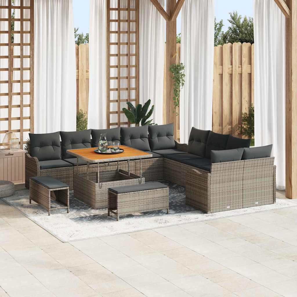 Set Divano da Giardino con cuscino 13 pcs Grigio | homemem39
