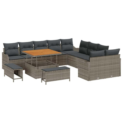 Set Divano da Giardino con cuscino 13 pcs Grigio | homemem39