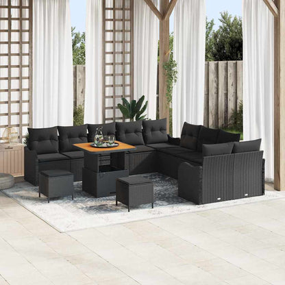 Set Divano da Giardino con cuscino 13 pcs Nero | homemem39