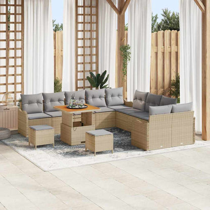 Set Divano da Giardino con cuscino 13 pcs Beige e Grigio Chiaro | homemem39
