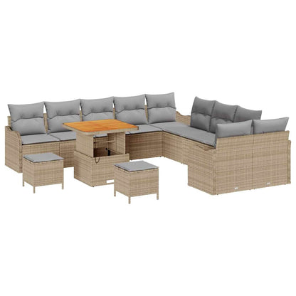 Set Divano da Giardino con cuscino 13 pcs Beige e Grigio Chiaro | homemem39