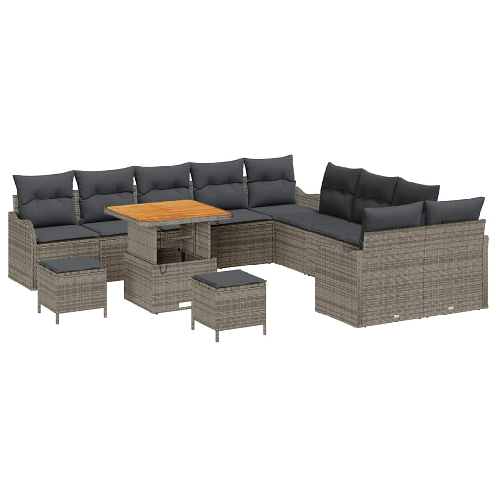 Set Divano da Giardino con cuscino 13 pcs Grigio | homemem39