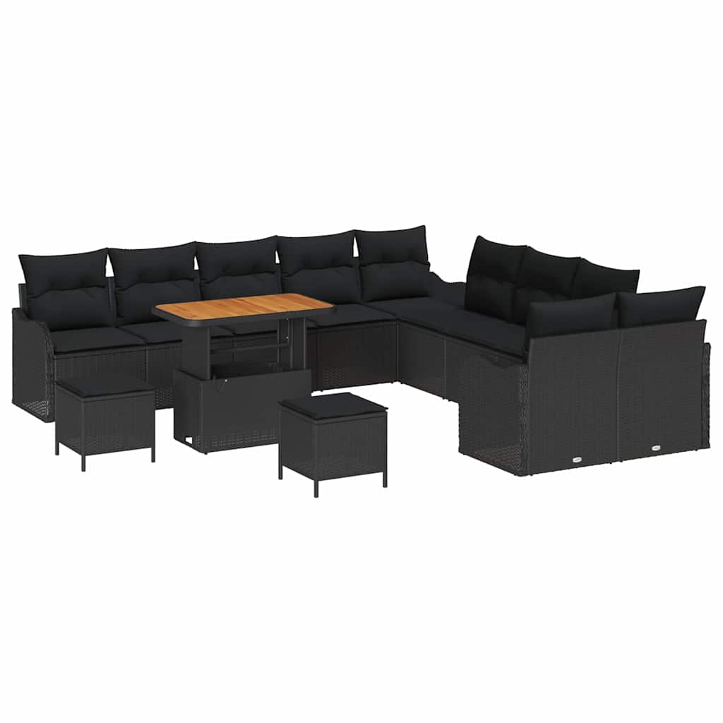 Set Divano da Giardino con cuscino 13 pcs Nero | homemem39