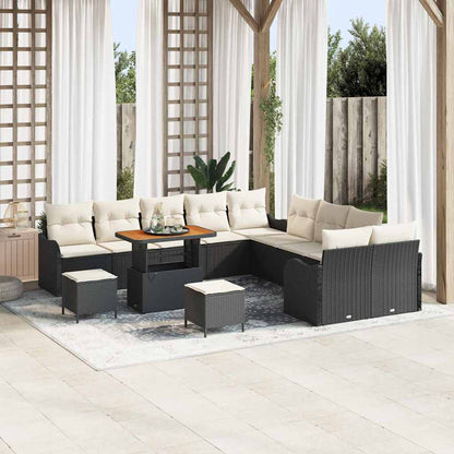 Set Divano da Giardino con cuscino 13 pcs Nero e Crema | homemem39